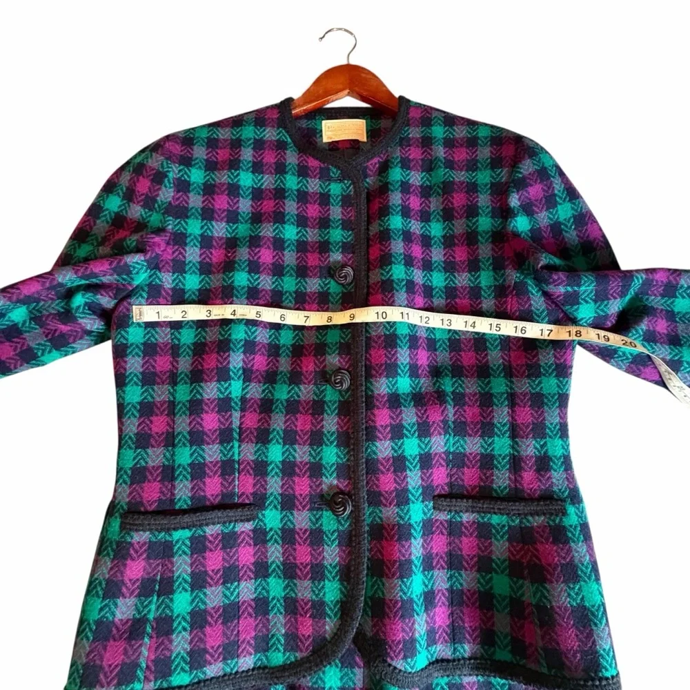 PENDLETON VINTAGE 100% WOOL BLAZER & SKI SKIRT SET SIZE 10 PETITE - Picture 2 of 10